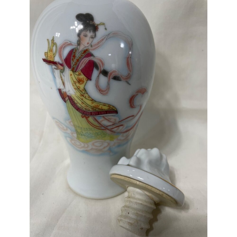 Chinese Oriental Asian Screw Top Wine Oil Vintage Bottle Dragon Head 10”